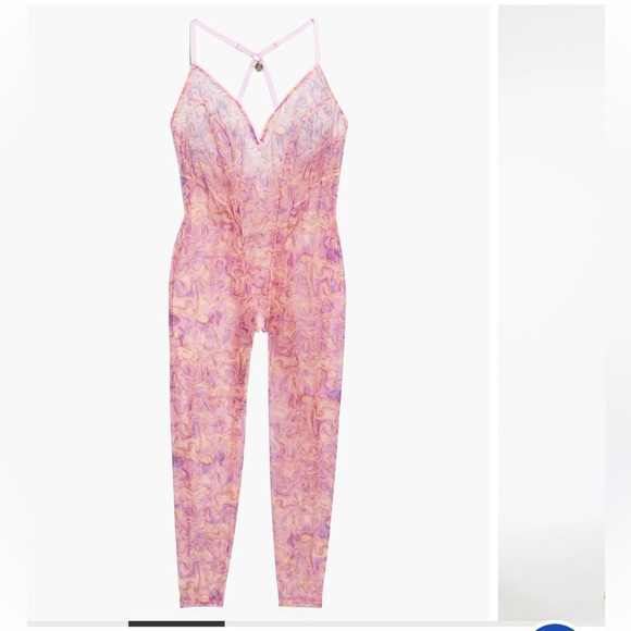 Savaged X Fenty Rihanna X-Ray Vision Gathered Mesh Crotchless Catsuit multi M - Picture 2 of 13